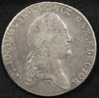 1784 Silver 1 Thaler Friedrich August III German States Coin 64012 