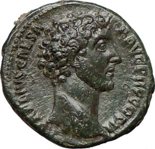 Marcus Aurelius as Caesar 145 A D Authentic Ancient Roman Coin 