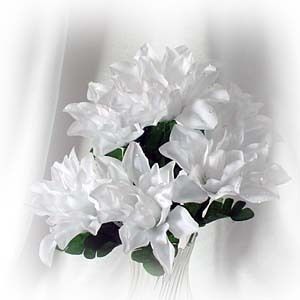    Dahlia Artificial Flowers w Dew Silk Wedding Arrangements 12 Bushes