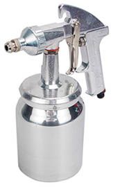 High pressure spray gun sprays undercoating, bed liner products, and 
