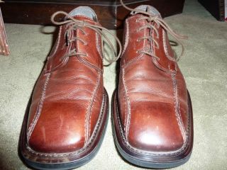 Alfani Mens 10 M Brown Leather Oxford Shoes Made in Italy Lightly Worn 