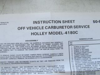 Holley 4180C Carburetor Rebuild Kit Carter 902 1241C