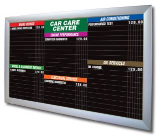 Car Care Menu Board w Graphic Panels or Strips 3X5