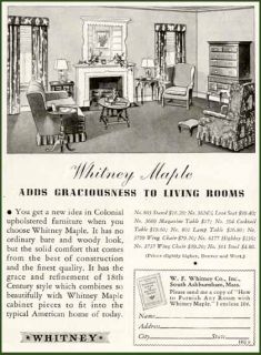 RARE 1937 Ad for Whitney Furniture of Ashburnham Mass