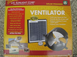 US Sunlight Corp Attic Fan Ventilator Solar powered gable cooling vent 