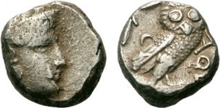 Attica Athens Transitional Style Silver Tetradrachm Ancient Greece 