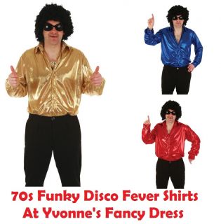 70s Disco Fever Shirt Mens 1970s Metallic Shirts Top