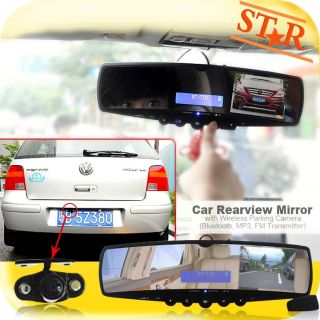 Car Rearview Mirror with Wireless Parking Camera Video Bluetooth  