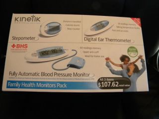Kinetik Family Pack Auto Blood Pressure Monitor Stepometer Ear 