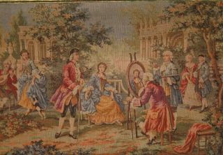 Large Antique Belgian Tapestry Wall Hanging ~ Courtyard Scene