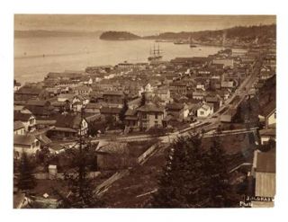 ASTORIA Oregon 1890s Photo by J.H. BRATT Buildings HARBOR TALL SHIPS 