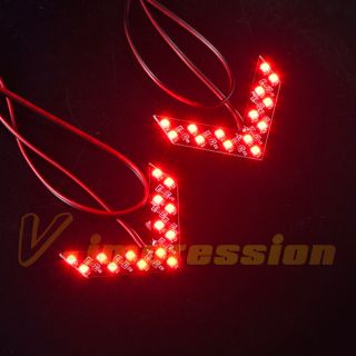2X Car SUV Motorcycle Red 14 LED SMD Side Mirror Turn Signal Blinker 