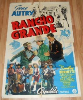 1940 Rancho Grande 1 Sheet Movie Poster 4 Gene Autry