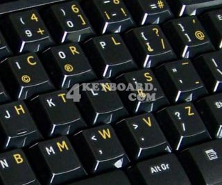 Programmer Dvorak Keyboard Sticker with Yellow Letters