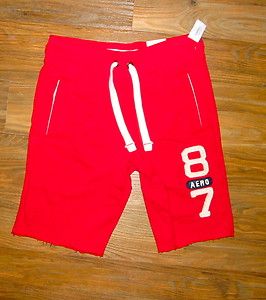 Aeropostale Mens Small Athletic Shorts 3520 Red w White Logo