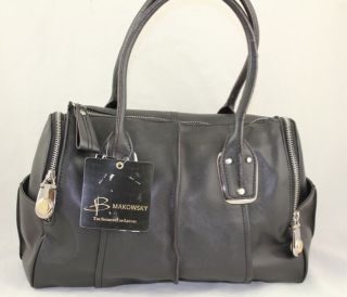 Makowsky Whitney Satchel Black Leather Handbag Authentic Designer 