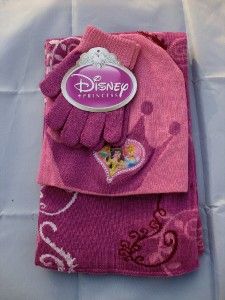 BNWT Disney princess hat gloves scarf kids 3 pcs set gift winter