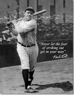 Babe Ruth No Fear Baseball Child Rec Game Room Tin Sign