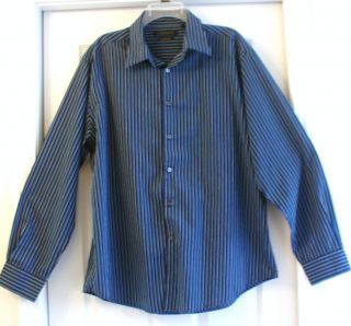 Mens Axist Navy Blue Striped Long Sleeve Shirt XL