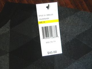 Mens Size M New $45 Axist Gray Black Argyle 100 Cotton Sweater Vest V 