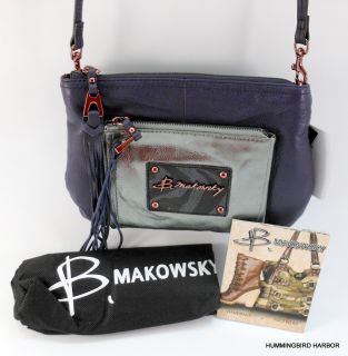 Makowsky Rochelle Leather Crossbody Bag NWT Blackberry Pewter 
