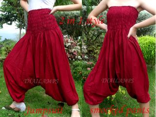 Aladdin Hippie Genie Harem Baggy Ali Baba Jumpsuit Pants Trousers Red 