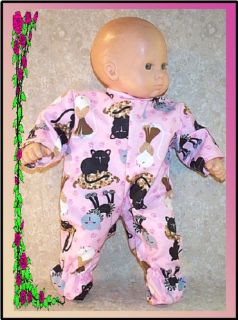 American Girl Doll Clothes Bitty Baby Sleeper Pink Cats