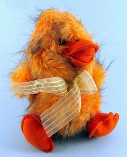   Shaggy Plush Baby Duck Chick Stuffed Toy Animal w Ribbon