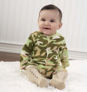 Baby Aspen Big Dreamzzz Baby Camo Layette Set with Gift Box Tan 0 6 