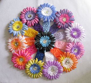Wholesale 12 Crochet Headband 12 Daisy Flower Baby Girl