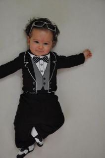 Sunday Mass Outfit Baby Boys 3 Piece Tuxedo Creeper with Pant and 