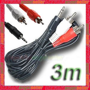 10ft 3 5mm Plug Jack to 2 RCA Male Stereo Audio Cable