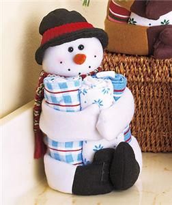 WHIMISICAL 4 PIECE CHRISTMAS PLUSH SNOWMAN GIFT TOWEL TOALLA SET