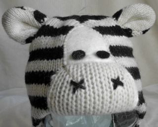 Baby Girls Boys Winter Ski Snow Animal Hat Beanie Wool Zebra