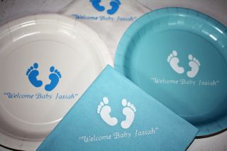 50 Personalized Baby Shower Dinner Plates and Napkins