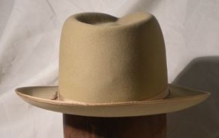 Vintage Stetson Fedora Open Road Hat 3X Beaver Camel Color Size 7 1 8 
