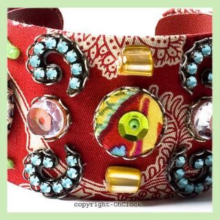 Ayala Bar Jewelry Womens 8976 Red Tone Bracelet Cuff Beads Crystal 