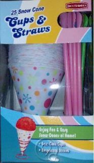 Back to Basics Snow Cone Slushie 6 oz Cups and Straws 150 Count New 