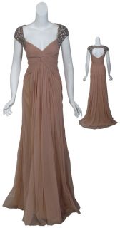 Badgley Mischka Decadent Ruched Tulle Rhinestone Evening Gown Dress 12 