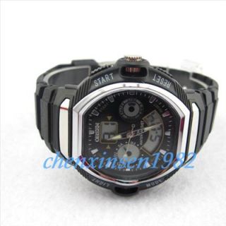   Black LED Backlight Digital Analog Quartz Digital Wrist Watch