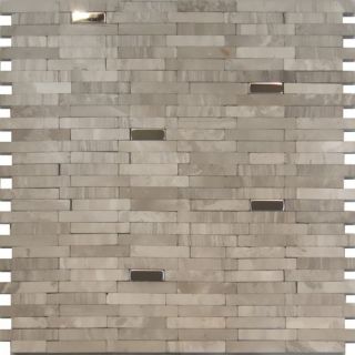   Steel Insert Gray Marble Stone Mosaic Tile Backsplash Kitchen