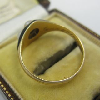 Georgian 18ct Natural Pearls Rose Diamond Enamel Ring