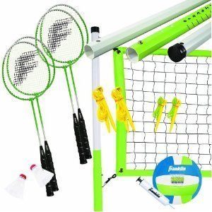 Franklin Badminton, Volleyball Set   Net Pole Kit, 4 Player Outdoor 