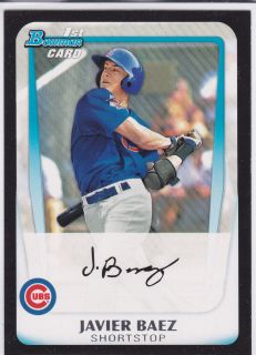 Javier Baez Chicago Cubs 2011 Bowman Draft Prospects Card