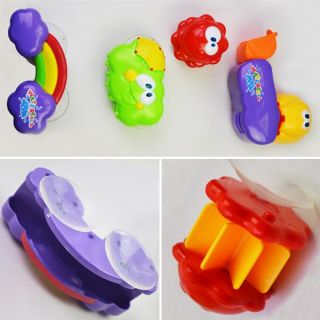 New Baby Kids Bath Toy Waterfall Rainbow Set Water Poured Suction Cups 