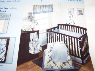 Baby Boom Mosaic Boy 4 Piece Crib Bedding Set Comforter Bumper Sheet 