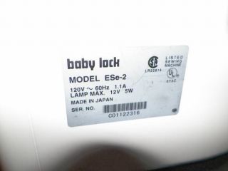 Baby Lock Esante Embroidery Sewing Machine