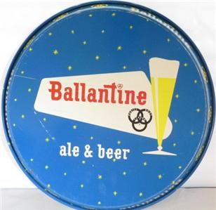 Vintage Ballantine Ale Beer Blue Metal Bar Pub Serving Tray Newark NJ 