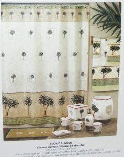 Tropical Palm Tree Bamboo Shower Curtains Hooks Choice