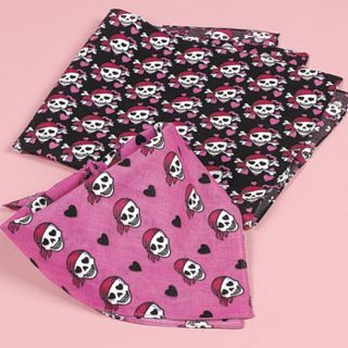PK 12 Girls Pink Pirate Skull Crossbones Bandanas
